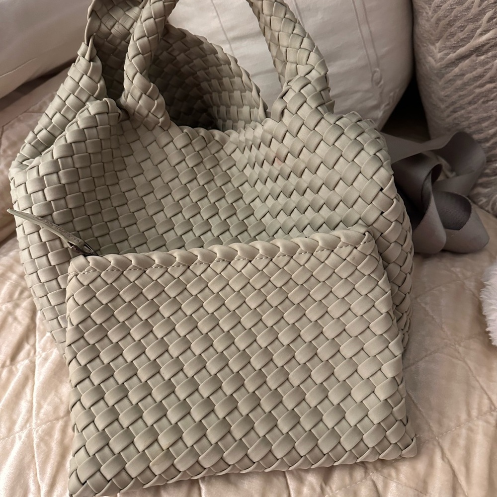 Naghedi Mini Woven Sage Tote Bag